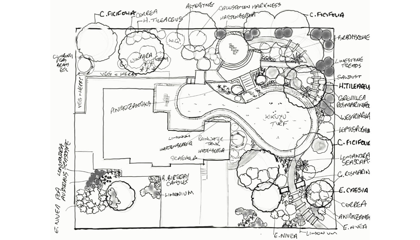 Concept plan for a garden in Victor Harbor, South Australia