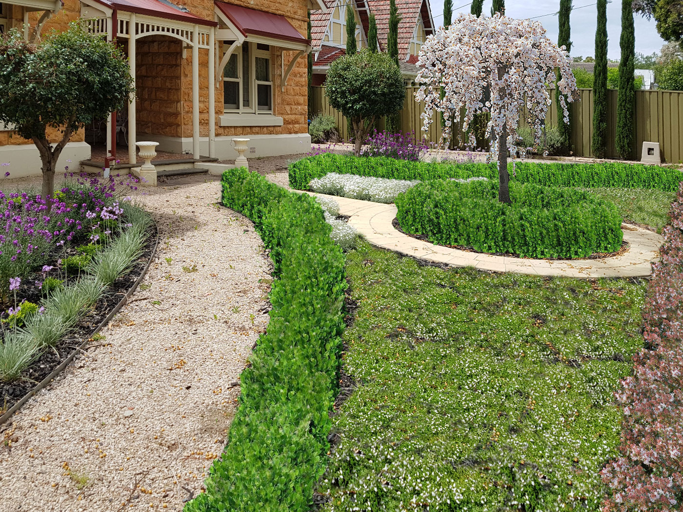 Formal Front Garden Landscape Design (Kingswood SA) Formal Front Garden Landscape Design (Kingswood)