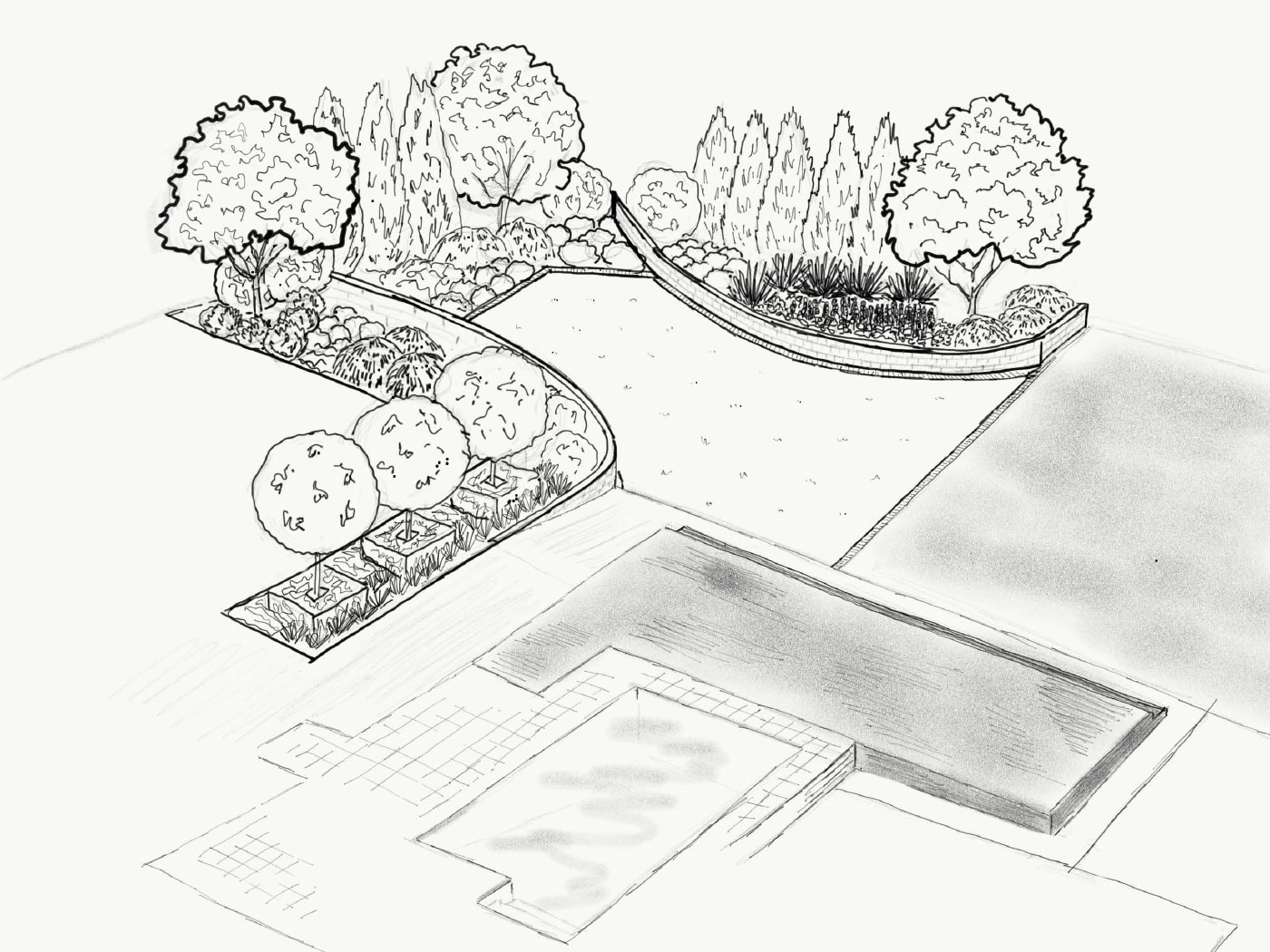 Garden Design Concept Vision Sketch