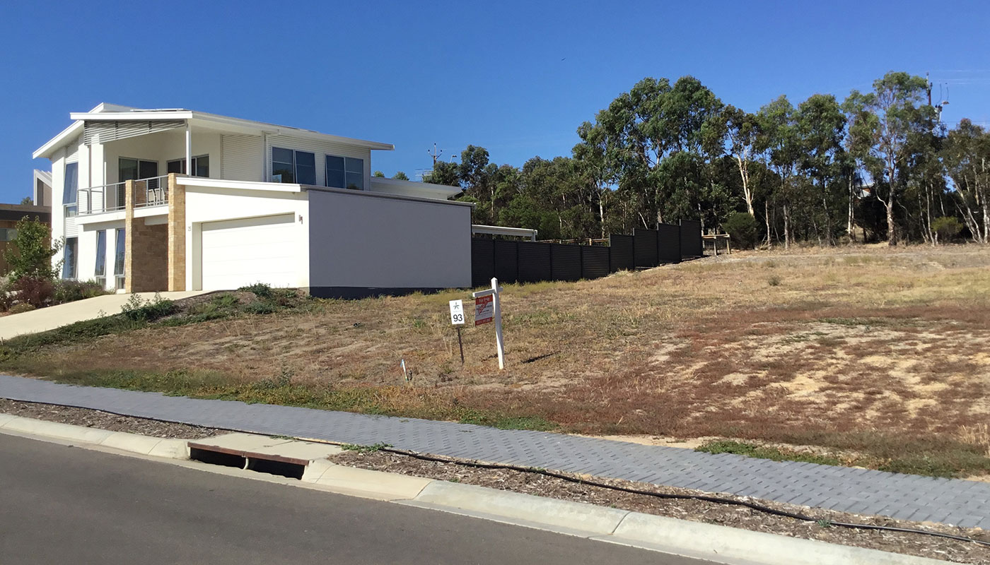 Before landscaping of vacant block